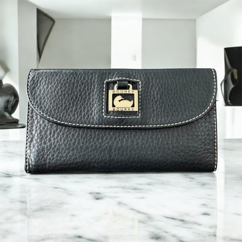 Dooney & Bourke Black Pebbled Leather Clutch